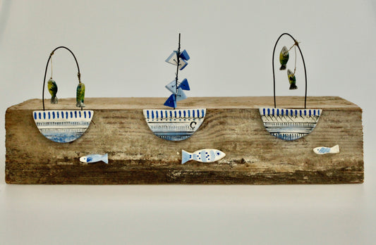 Trio of Boats Tea Light Holder